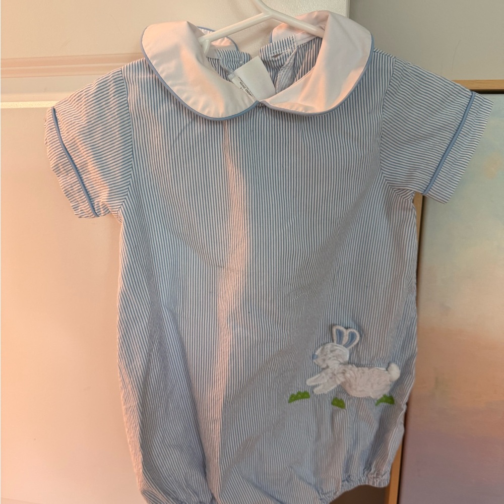 Zuccini Kids Blue Striped Kids Shirt with Bunny Design